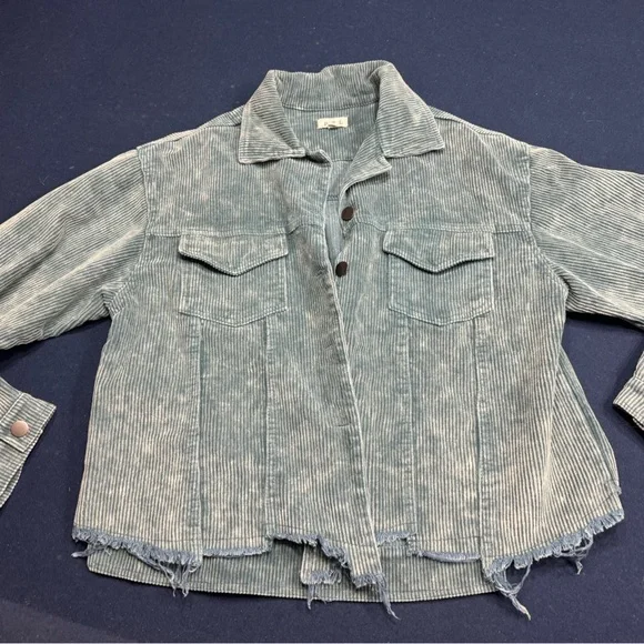 POL Teal Corduroy Jacket with Frayed Hem- it’s slightly brighter than in the pic - Picture 10 of 10